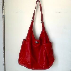 ☕️ Banana Republic Red Soft Leather Hobo Bag Purse Red